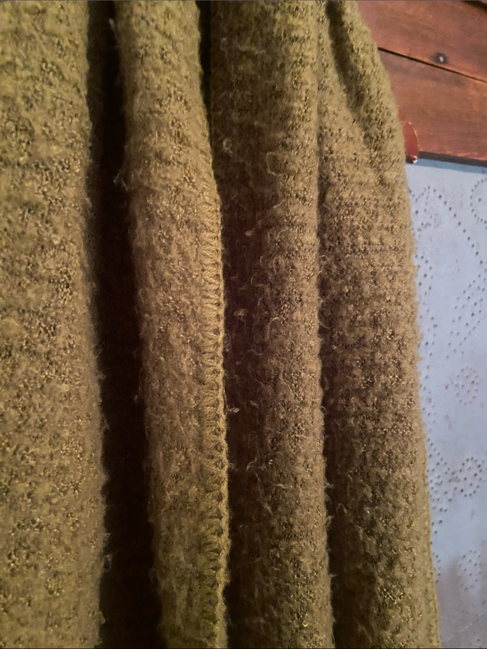 Anthropologie Forest Green Olive Boucle Scarf Wrap - Picture 3 of 6